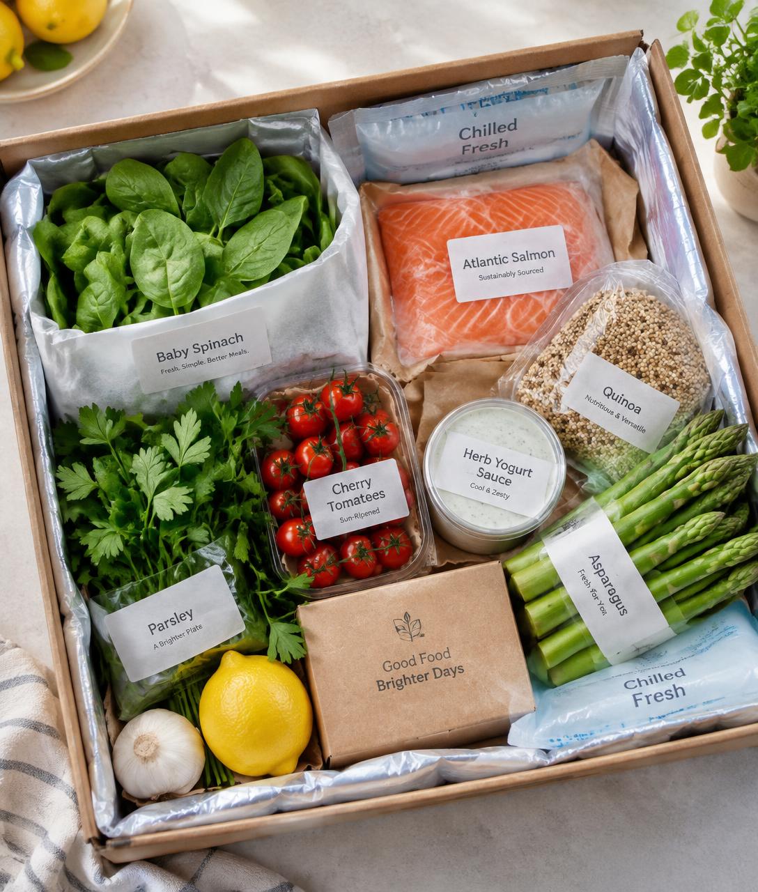 A packed Krazy Kiwi Kookbox meal kit